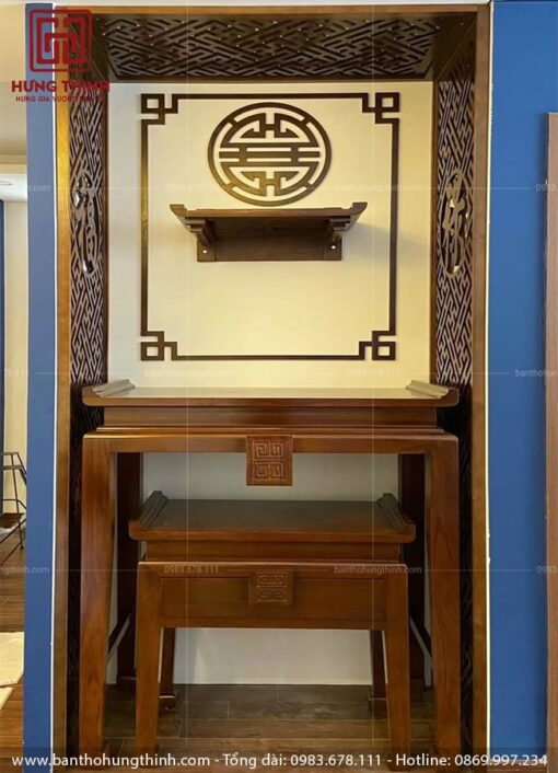 HT-115 Bàn thờ Gia Tiên hiện đại kết hợp cùng bàn thờ Phật treo tường