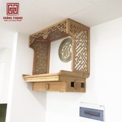 Mẫu bàn thờ treo tường có ngăn kéo và hộc tủ tiện lợi trong khi sử dụng