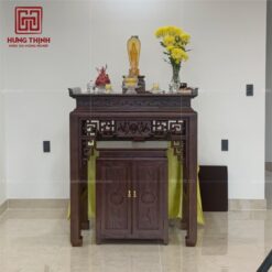 Bàn thờ phật đẹp Hưng Thịnh mẫu HT-143 vơi họa tiết hoa van chiện sen mềm mại