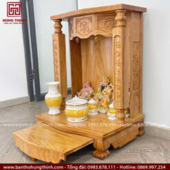 Bàn thờ Thần Tài Ông Địa đẹp, chất liệu gỗ tự nhiên bền bỉ
