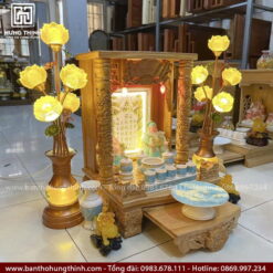 Bàn thờ Thần Tài Thổ Địa gỗ Gõ HT-1037 1 Bàn Thần Tài Thổ Địa thiết kế hiện đại, chạm khắc hoa văn tinh xảo HT-1037