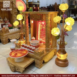 Bàn thờ Thần Tài Thổ Địa gỗ Gõ HT-1037 3 Bàn thờ Ông Địa Thần Tài mẫu mã đẹp, chuẩn gỗ tự nhiên không pha tạp, được nhiều khách hàng lựa chọn