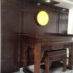 Mẫu bàn thờ đẹp chiện sen gỗ gụ lào cao cấp HT-204