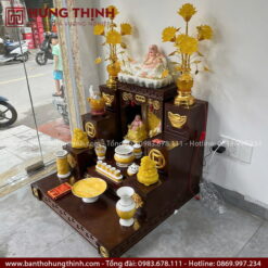 Bàn thờ Thần Tài kèm tam cấp bục đế mẫu HT-1038 2 Bộ bàn thờ Thần Tài Ông địa có bục đế , tam cấp và bộ đồ thờ đẹp HT-1038