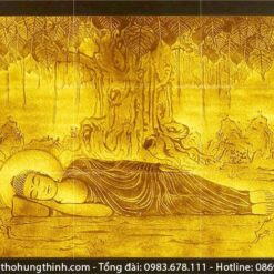 Tranh hình Phật ngủ dưới tán cây bồ đề