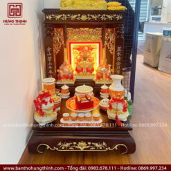 Bàn thờ Thần Tài Ông Địa cao cấp, gỗ tự nhiên, chạm khắc tỉ mỉ, chi tiết HT-1035