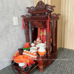 Bàn thờ Ông Địa Thần Tài mái chùa mẫu HT-362 2 Bàn thờ Thần Tài mẫu mái chùa, cột rồng đẹp HT-362