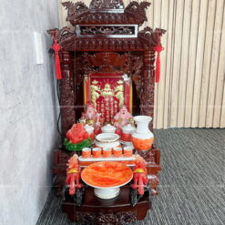 Bàn thờ Ông Địa Thần Tài mái chùa mẫu HT-362 1 Bàn thờ Thần Tài Ông Địa mái chùa đẹp HT-362