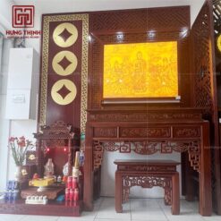HT-835 mẫu tranh trúc chỉ Tam Thế Phật trang trí bàn thờ đẹp