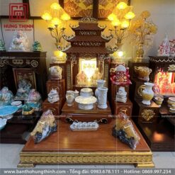 Bàn thờ Thần Tài có tam cấp, bục đế đẹp mẫu HT-1026