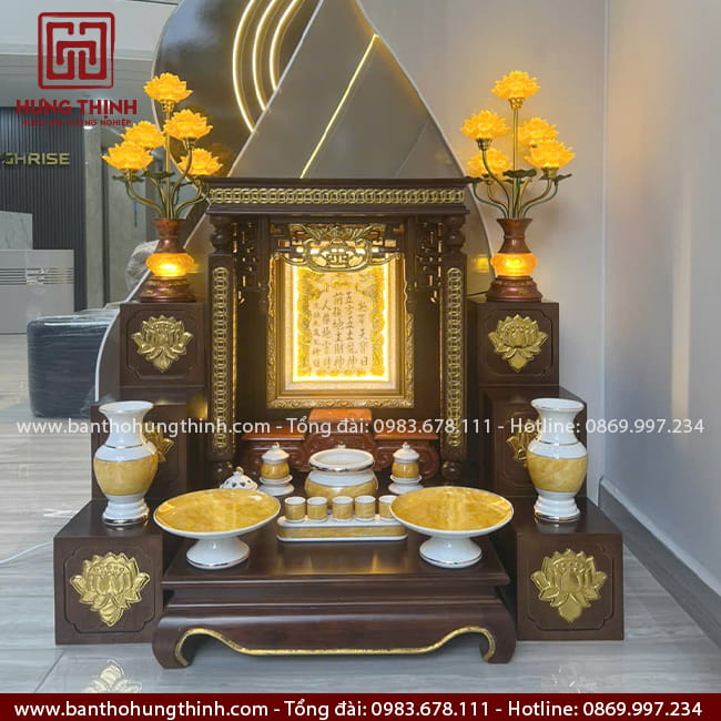 Bàn thờ Ông Địa có tam cấp bục đế đẹp mẫu HT-1030 9 Bàn thờ và tam cấp 2 bên đẹp HT-1030