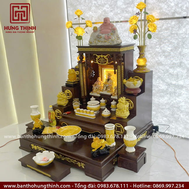 Bàn thờ Ông Địa có tam cấp bục đế đẹp mẫu HT-1030 5 Bàn thờ Ông Địa trọn bộ chuẩn phong thủy HT-1030