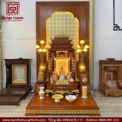 Combo bàn thờ Thần Tài kết hợp ốp trang trí HT-1010