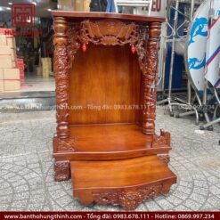 Bàn thờ Thần Tài mái bằng cột rồng mẫu HT-1013