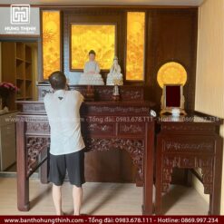 Bàn thờ đôi thờ Phật và Gia Tiên đẹp HT-3003