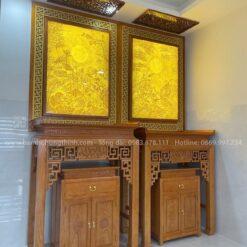 Bàn thờ Phật và Gia Tiên mẫu chiện sen HT-3002
