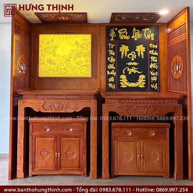 Phòng thờ Phật và Gia Tiên đẹp gỗ Hương HT-3207 5 Bàn thờ Phật và Gia Tiên đẹp HT-3207