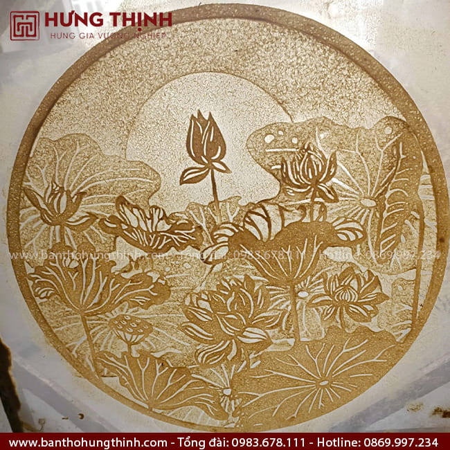 Tranh trúc chỉ tròn mẫu Sen Trăng HT-003 5 Tranh trúc chỉ thủ công Hưng Thịnh