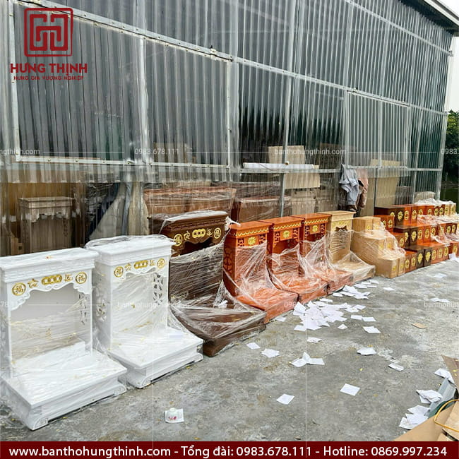 Combo bàn thờ Thần Tài màu sáng HT-1211 5 Xưởng sản xuất bàn thờ Thần Tài Ông Đia đẹp Hưng Thịnh