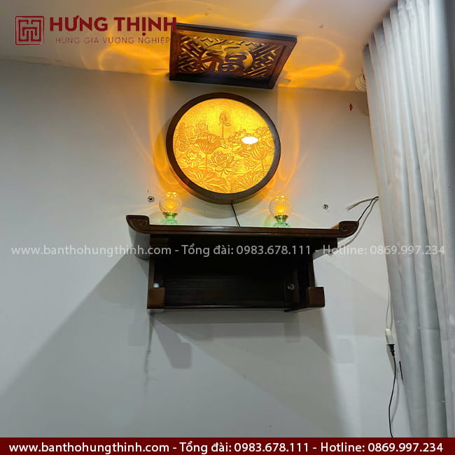Tranh trúc chỉ tròn mẫu Sen Trăng HT-003 6 Tranh trúc chỉ sen trăng trang trí bàn thờ treo tường đẹp HT-003